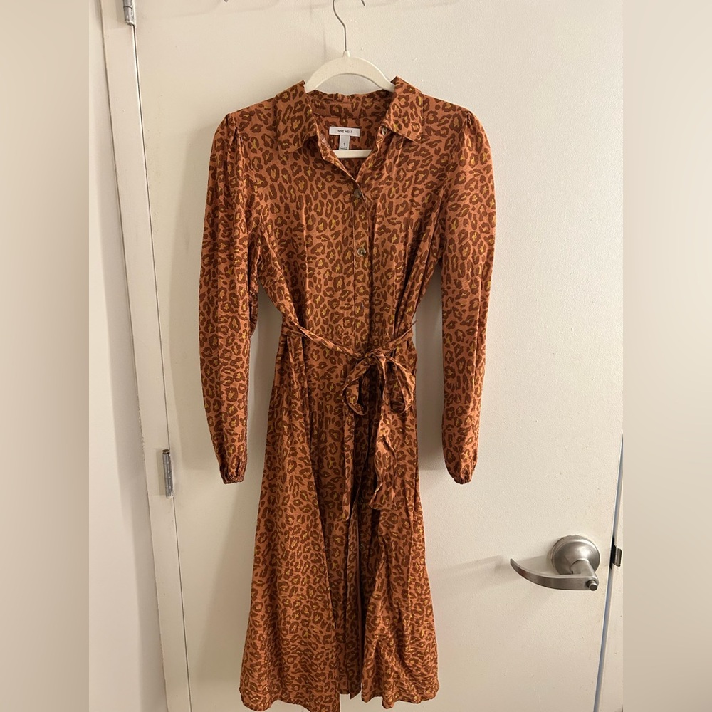 Nine West Animal Print Long Sleeve Dress